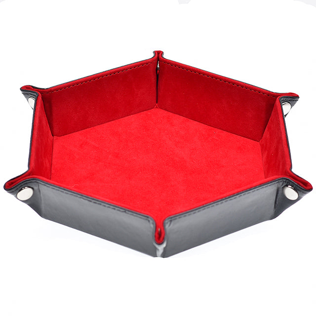 UDIXI Velvet Faux Leather Folding Hexagon Dice Tray